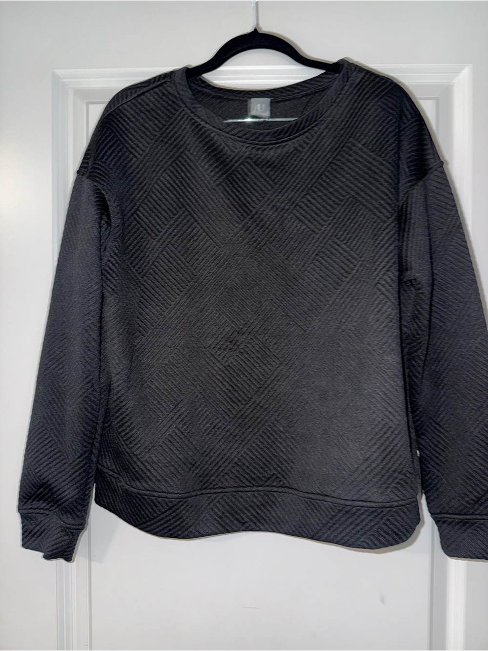 Textured Black Crewneck Sweatshirt